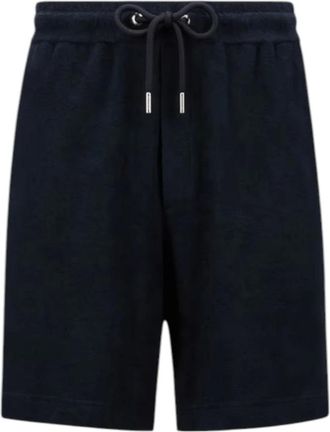 Moncler Korte Broeken, Heren, Blauw, M, Katoen, Navy Badstof Zomer Shorts