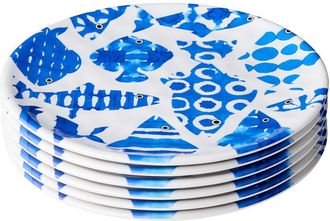 Certified International Fish Tale Melamine Set Of 6 Salad Plates