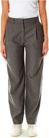 Sams&oslash;e & Sams&oslash;e High-Waisted Rechte Broek - Dames - Straight fit broeken - Grijs - L - Polyester - Broeken