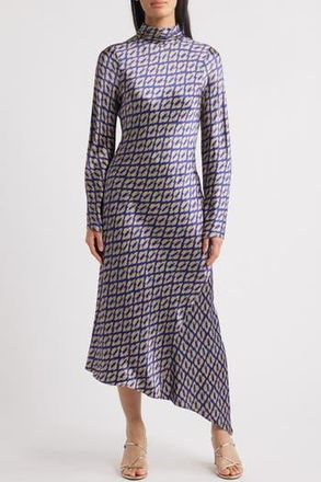 Sani Neena Ikat Print Long Sleeve Asymmetric Cocktail Dress with Dupatta in Ikat Indigo at Nordstrom Rack, Size Medium