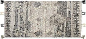 Beliani Beliani - Alfombra Kilim De Lana Gris Beige 80 X 150 Cm A Mano Patchwork Borlas Aratashen