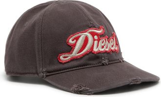 Diesel Distressed baseball cap with embroidered patch - Caps - Man - Grey