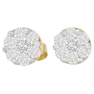 House of Brilliance 14K Yellow Gold 3/4 Ct Round Diamond Stud Earring at Nordstrom