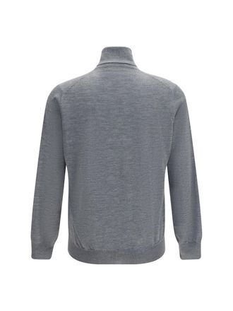 Brunello Cucinelli Mens Wool Turtleneck Sweater Lead Grey-Light Grey Fleece (ovis Aries) Grey/light