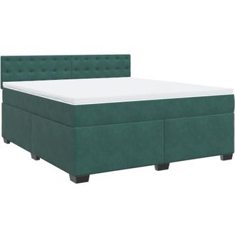 vidaXL Vidaxl - Cama Box Spring Con Colch&oacute;n Terciopelo Verde Oscuro 180x200 Cm