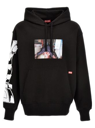 Diesel Black Printed Hood Sweatshirt