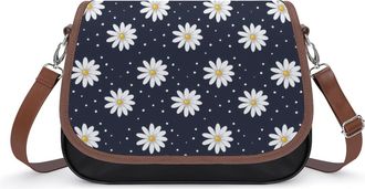 Generic White Daisies Circles Crossbody Bags for Women Shoulder Messenger Bag Purse Handbags