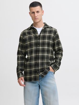 Jack & Jones Langarmhemd JACK & JONES JJJOSHUA CHECK SHIRT LS, Herren, Gr. S, N-Gr, schwarz, Web, Obermaterial: 60% Baumwolle, 40% Polyester, Hemden Langarmhemd