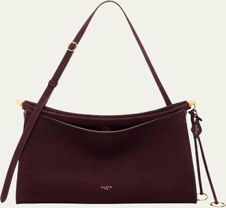 Alaia Le Click Large East-West Suede Shoulder Bag