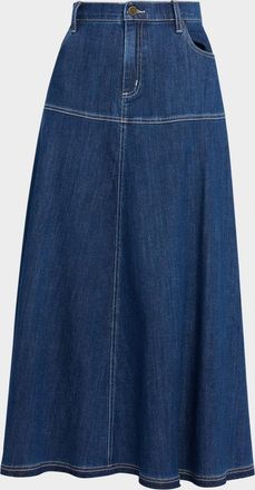 Kobi Halperin Ysabelle A-Line Cotton Denim Midi Skirt