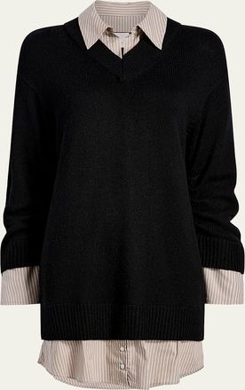 Cinq &agrave; Sept Santina Collared Combo Mini Dress