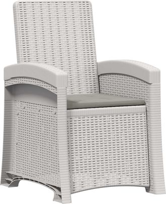vidaXL Sill&oacute;n De Jard&iacute;n Reclinable Imitaci&oacute;n Rat&aacute;n Blanco Y Gris Claro Vidaxl
