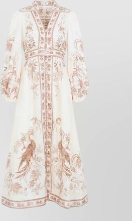 Zimmermann linen v-neck long-sleeve midi dress