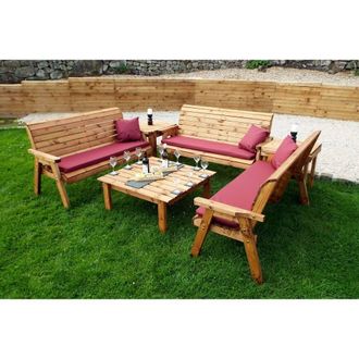 Charles Taylor Trading Nine Seater Balmoral Deluxe Garden Furniture Set - Fully Assembled in Light Brown
