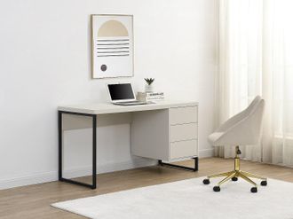 Vente-Unique Scrivania con 3 cassetti MDF e Metallo Beige e Nero - TIMFIA di PASCAL MORABITO