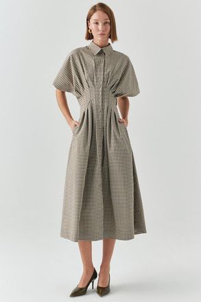 Exquise Jream Shirt Collar Midi Dress in Ecru at Nordstrom, Size Xx-Large
