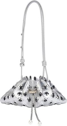 Generic Punk Style Metal Rivet Hollow Shoulder Bag, Women Drawstring Crossbody Bag, Vintage Handbags Underarm Purse(Silver)
