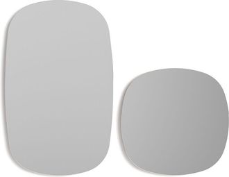 HERDASA Conjunto De 2 Espejos En L&iacute;neas Redondeadas, De La Colecci&oacute;n Eclipse, Fabricado En Mdf Lacado En Color Rosa