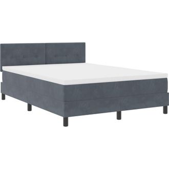 vidaXL vidaXL Box Spring Bed with Mattress & LED Dark Grey 140x200 cm Velvet