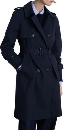 Mango Cotton Gabardine Trench Coat in Dark Navy at Nordstrom Rack, Size Small