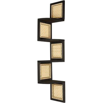 Beliani Estanter&iacute;a De Pared Moderna De Esquina 4 Estantes Negro Alder