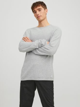 Jack & Jones JJEHILL Einfarbiger Pullover mit angenehmem Tragegef&uuml;hl unifarben, modisch, schmal, Baumwolle, Rundhals