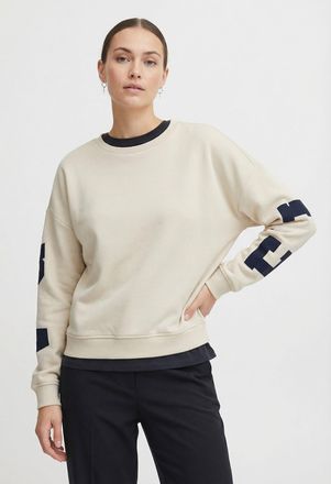 Only Sweatshirt ONLY ONLSWEAT L/S BACK/SLEEVE PRINT SWT NOOS, Damen, Gr. XL, beige (birch detail:night sky florida print), Sweatware, Obermaterial: 60% Bau