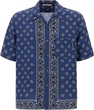 Palm Angels Stijlvolle Overhemden Collectie - Heren - Korte mouwen Overhemden - Blauw - M - Overhemden