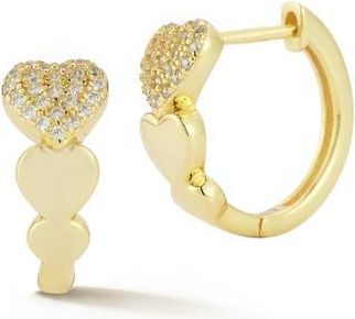 Glaze Jewelry Pav&eacute; Cubic Zirconia Heart Huggie Hoop Earrings in Gold at Nordstrom Rack