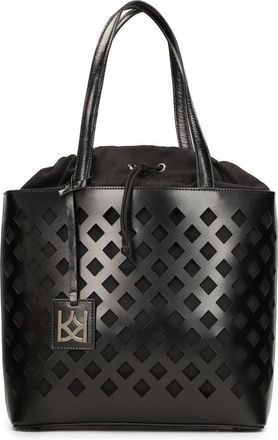 Kazar Open geweven schoudertas - Dames - Shoppers - Zwart - ONE Size - Leer - Tassen