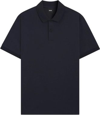 HUGO BOSS Polo shirt met monogram-sluiting - Heren - Polos - Blauw - M - Katoen - Tops