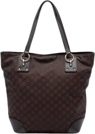 Gucci Pre-owned Tote Bags, female, Brown, Size: ONE SIZE Pre-owned Nylon Tote
