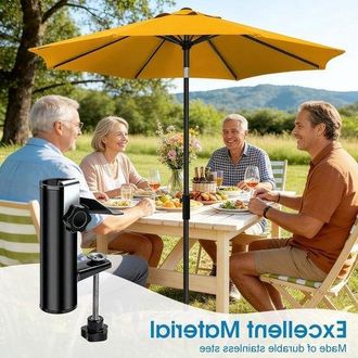 No Brand Soporte Met&aacute;lico Para Sombrilla De Balc&oacute;n Y Terraza - Clip Ajustable Para Barandillas Y Mesas, Ideal Para Uso En Exteriores