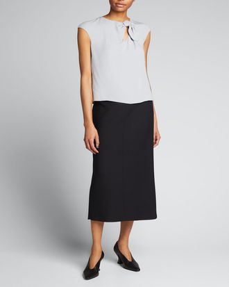 Giorgio Armani Knot Keyhole Silk Blouse