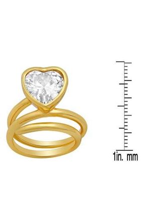 Steeltime 18K Gold Plated Crystal Heart Coiled Band Ring at Nordstrom Rack, Size 6