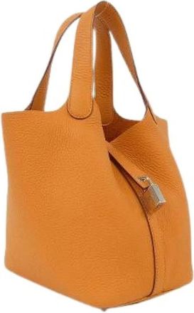 Herm&egrave;s Pre-owned Picotin Lock PM Taurillon Clemence Tote - Dames - Vintage Shopper - Oranje - ONE Size - Leer - Vintage