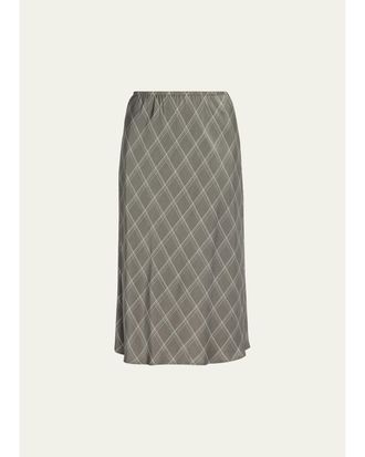 Vince Diamond Plaid Midi Skirt