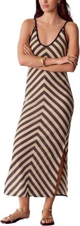 Next Chevron Stripe Midi Dress in Neutral at Nordstrom, Size 12 Us