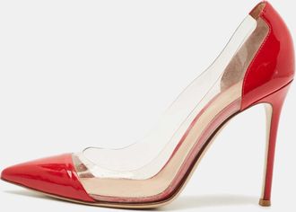 Gianvito Rossi Red/transparent Patent Leather And Pvc Plexi Pumps