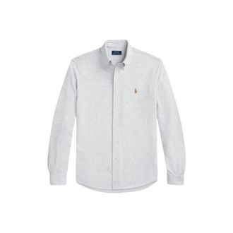 Polo Ralph Lauren Piqu&eacute; Oxford Gebreid Overhemd - Heren - Zakelijke Overhemden - Grijs - XL - Katoen - Overhemden