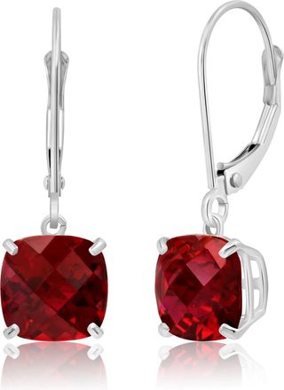 MAX + STONE Solid 10k Yellow or White Gold 8mm Cushion Cut Dangle Gemstone Earrings