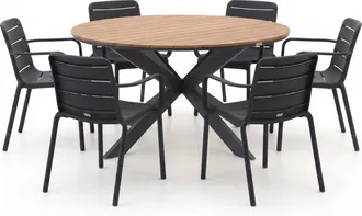 Forza Furniture + 15% kassakorting | Forza Narni/Fidenza &oslash;149cm dining tuinset 7-delig stapelbaar
