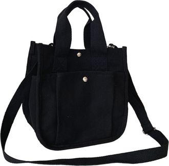 Yardwe Vintage Canvas Tote Bag for Women Large Capacity Lightweight Crossbody Shoulder Bag for Shopping Travel School Portable and Simple Design in Black