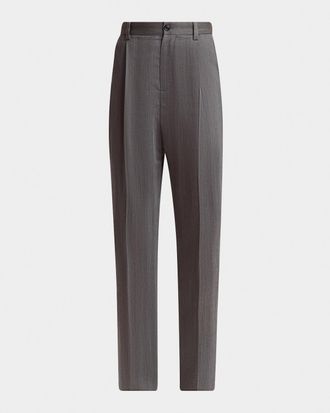 Valentino Garavani Men & apos;s Flat Front Wool Pants