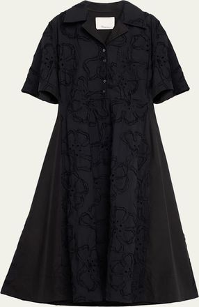 3.1 Phillip Lim Floral Embroidered Midi Shirtdress