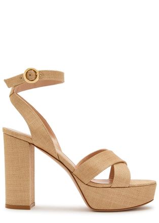 Gianvito Rossi Sabrina Haiti 105 Raffia Sandals - Cream - 41 (IT41 / UK8)