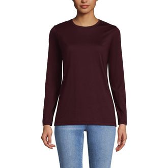 Lands End Relaxed Supima Cotton Long Sleeve Crew Neck T-Shirt in Lush Burgundy at Nordstrom, Size Small