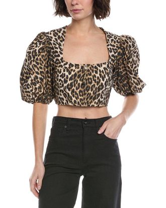 Ganni Ganni Printed Cropped Blouse