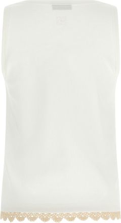Magda Butrym Ribbed Cotton with Crochet Trim Tank Top - White