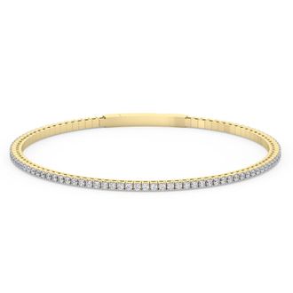 Pompeii3 1Ct Diamond Flexible Oval Bangle Womens Bracelet 14k Yellow Gold Lab Grown Size: 6.75